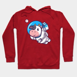 Meme cow astronaut Love holding milk Hoodie